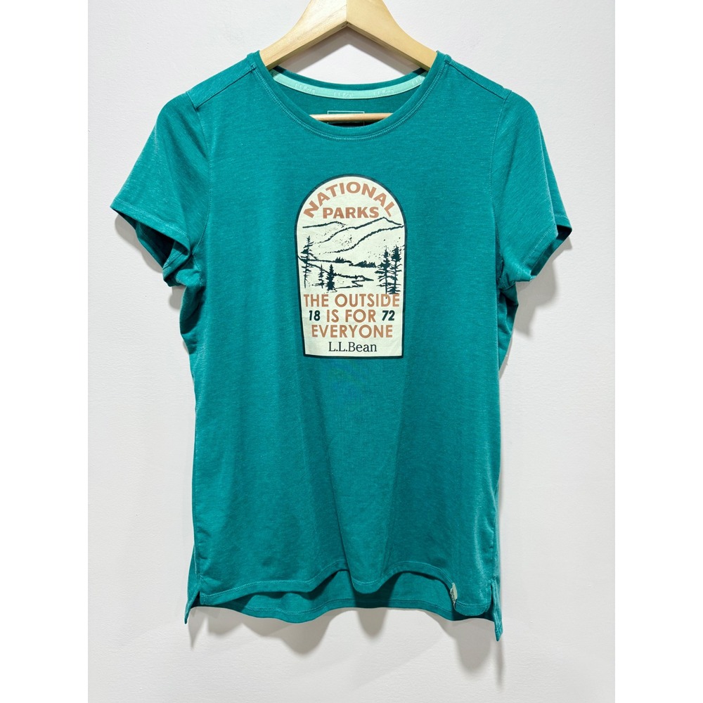 LL Bean National Parks Graphic Tee Teal Green Womens Medium Short Sleeve T-Shirt - Picture 1 of 5